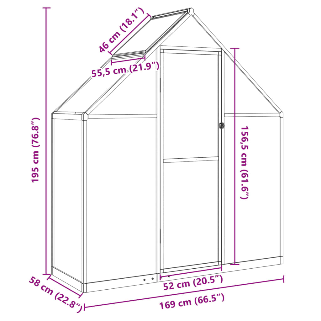 Sere cu cadru de bază, antracit, 169x58x195 cm, aluminiu