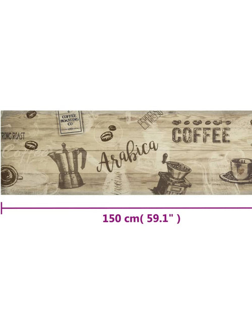 Încărcați imaginea în vizualizatorul Galerie, Covor de bucătărie lavabil Coffee, maro, 45x150 cm, catifea - Lando
