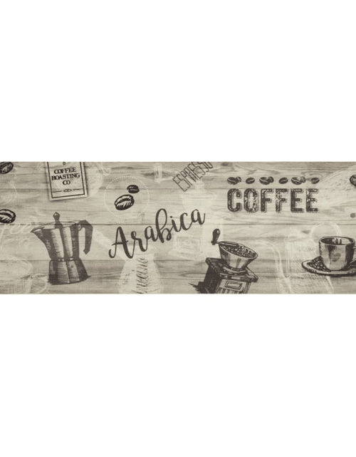 Încărcați imaginea în vizualizatorul Galerie, Covor de bucătărie lavabil Coffee, gri, 45x150 cm, catifea
