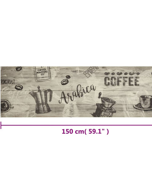 Încărcați imaginea în vizualizatorul Galerie, Covor de bucătărie lavabil Coffee, gri, 45x150 cm, catifea - Lando
