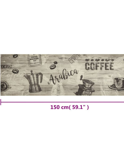 Încărcați imaginea în vizualizatorul Galerie, Covor de bucătărie lavabil Coffee, gri, 45x150 cm, catifea
