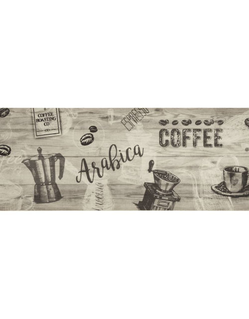 Încărcați imaginea în vizualizatorul Galerie, Covor de bucătărie lavabil Coffee, gri, 60x180 cm, catifea
