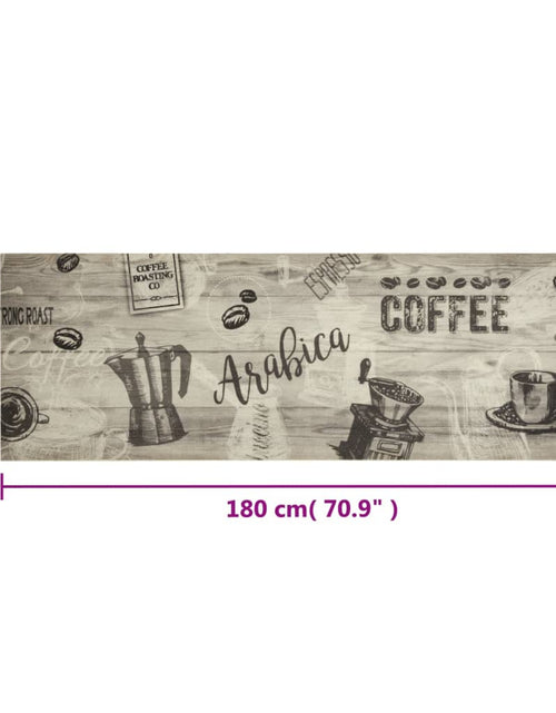 Încărcați imaginea în vizualizatorul Galerie, Covor de bucătărie lavabil Coffee, gri, 60x180 cm, catifea
