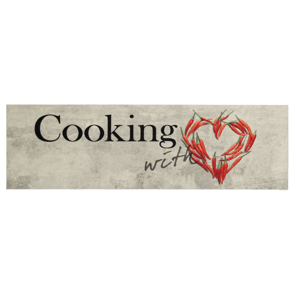 Covor bucătărie lavabil, text Cooking/ardei, 60x180 cm, catifea - Lando