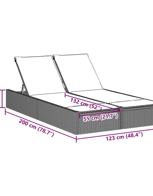 Загрузите изображение в средство просмотра галереи, Șezlong dublu cu perne, bej, poliratan
