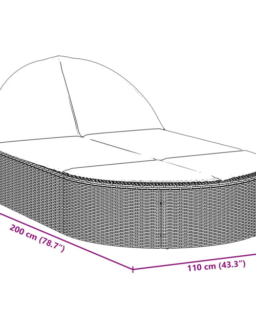 Încărcați imaginea în vizualizatorul Galerie, Șezlong dublu cu perne, negru, poliratan

