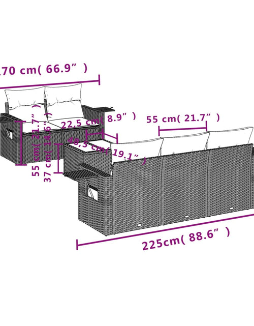 Загрузите изображение в средство просмотра галереи, Set canapele de grădină cu perne, 6 piese, maro, poliratan
