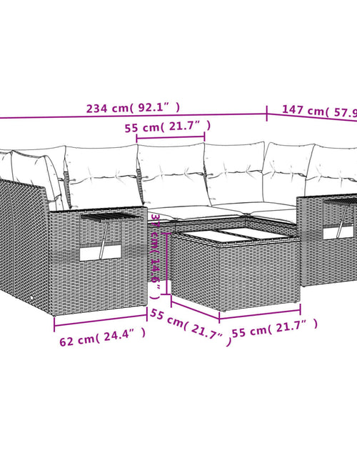Încărcați imaginea în vizualizatorul Galerie, Set canapele de grădină, 7 piese, cu perne, bej, poliratan
