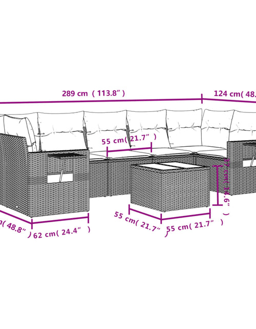 Загрузите изображение в средство просмотра галереи, Set mobilier de grădină cu perne, 8 piese, negru, poliratan
