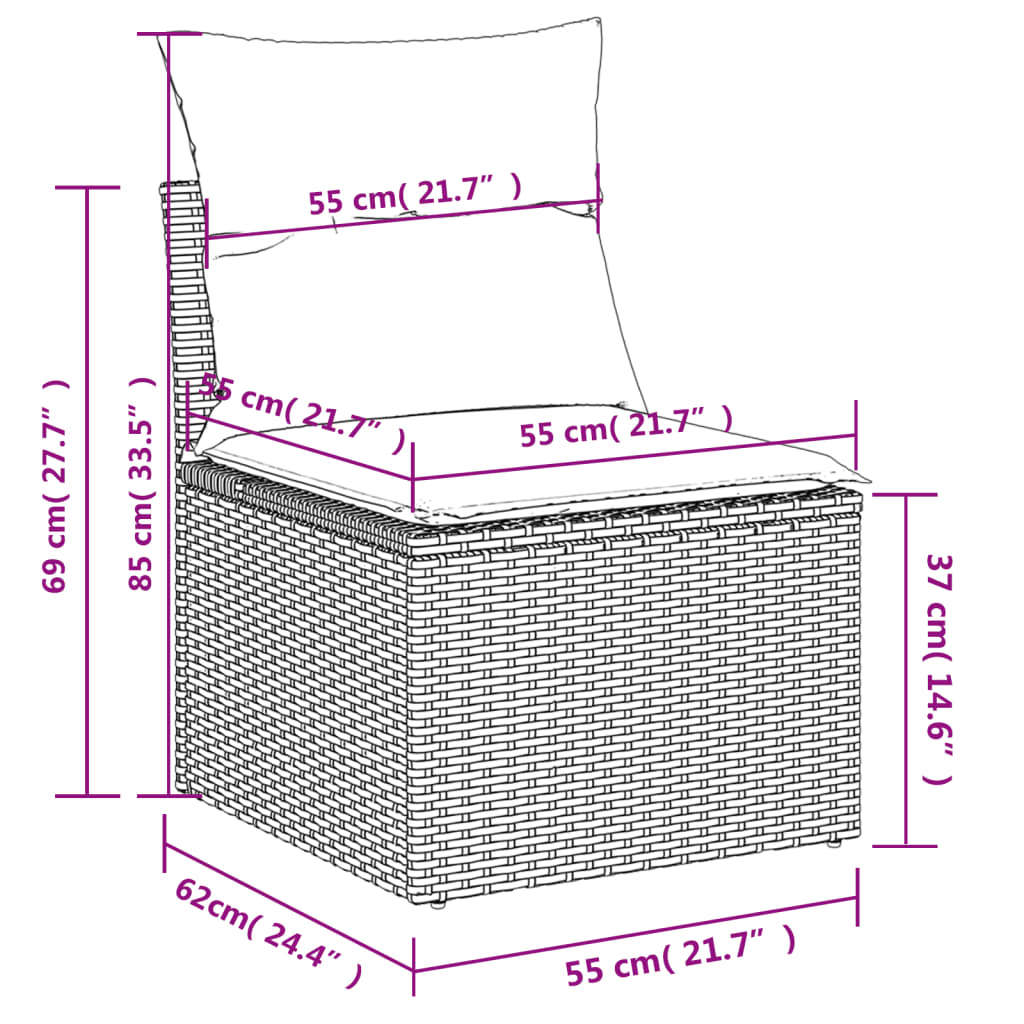 Set mobilier de grădină cu perne, 4 piese, negru, poliratan - Lando