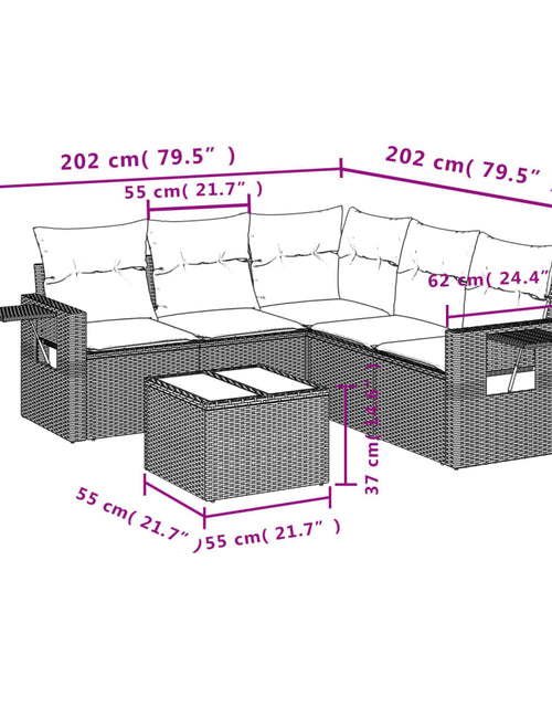 Загрузите изображение в средство просмотра галереи, Set mobilier de grădină cu perne, 6 piese, negru, poliratan
