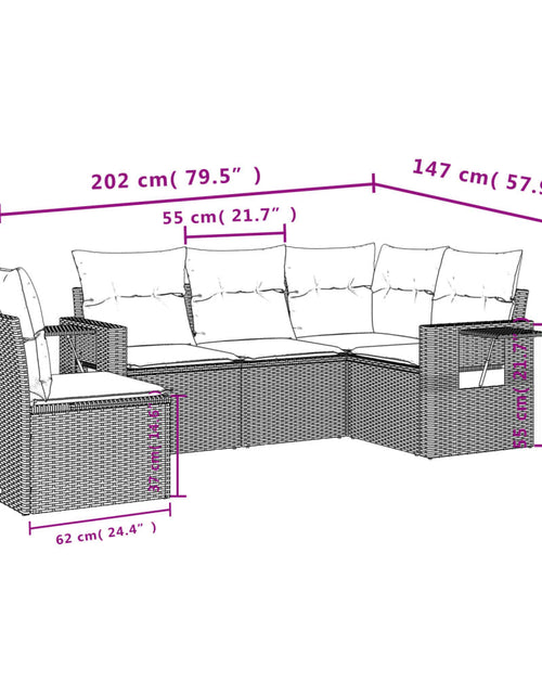 Загрузите изображение в средство просмотра галереи, Set mobilier de grădină cu perne, 5 piese, negru, poliratan
