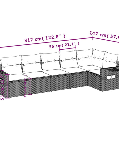 Загрузите изображение в средство просмотра галереи, Set canapele de grădină cu perne, 6 piese, bej, poliratan
