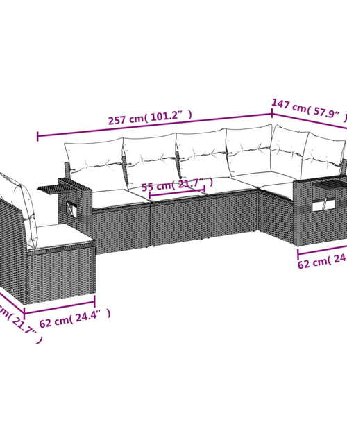 Încărcați imaginea în vizualizatorul Galerie, Set mobilier de grădină cu perne, 6 piese, negru, poliratan - Lando
