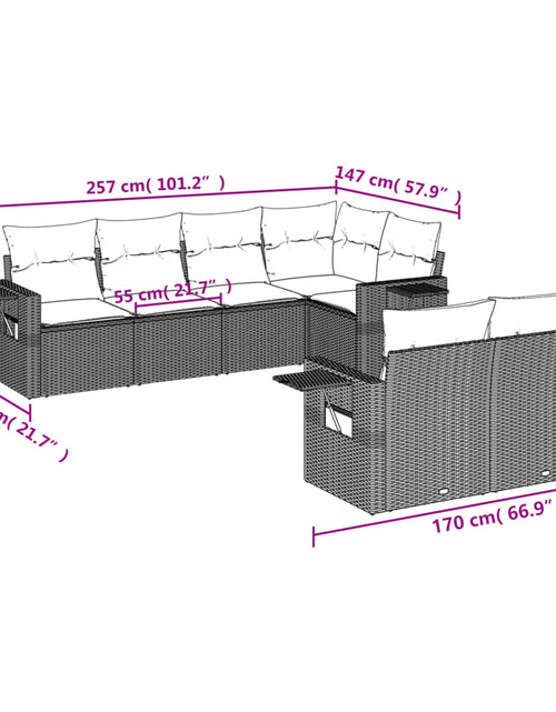 Загрузите изображение в средство просмотра галереи, Set canapele de grădină, 7 piese, cu perne, bej, poliratan
