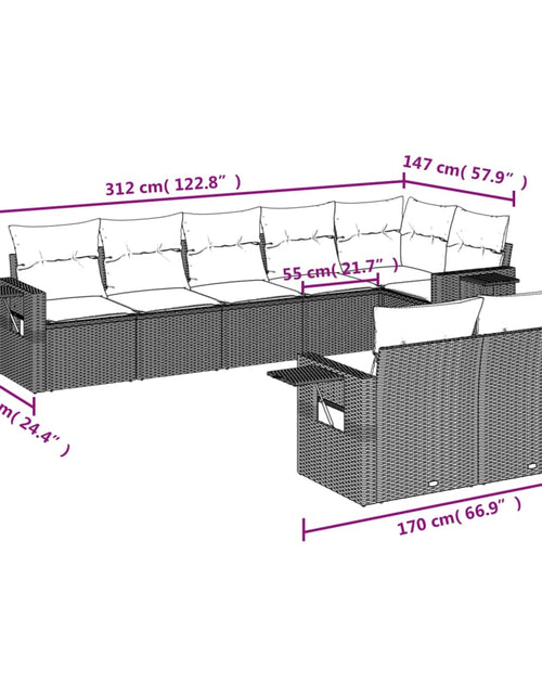 Încărcați imaginea în vizualizatorul Galerie, Set canapele de grădină, 8 piese, cu perne, bej, poliratan
