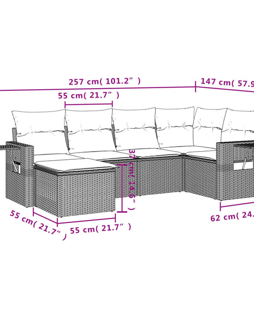 Загрузите изображение в средство просмотра галереи, Set mobilier de grădină cu perne, 6 piese, negru, poliratan
