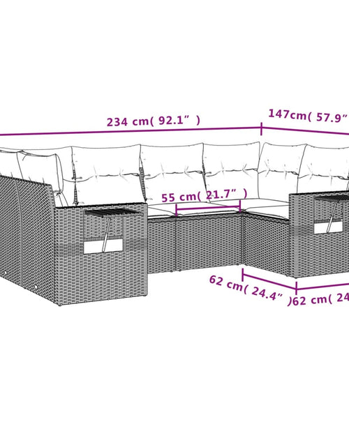 Загрузите изображение в средство просмотра галереи, Set mobilier de grădină cu perne, 6 piese, negru, poliratan
