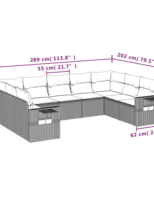 Загрузите изображение в средство просмотра галереи, Set mobilier de grădină cu perne, 9 piese, negru, poliratan
