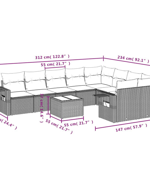 Încărcați imaginea în vizualizatorul Galerie, Set canapele de grădină cu perne, 10 piese, bej, poliratan
