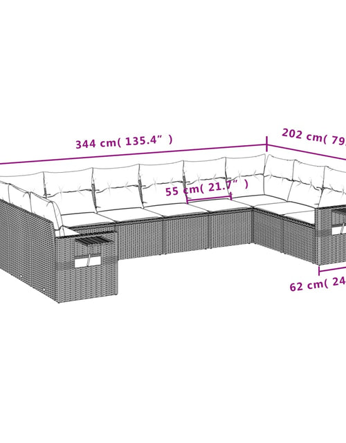 Încărcați imaginea în vizualizatorul Galerie, Set canapele de grădină cu perne, 10 piese, bej, poliratan
