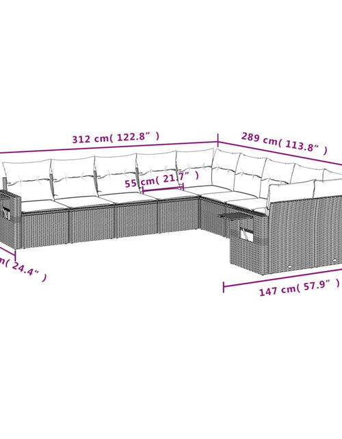 Загрузите изображение в средство просмотра галереи, Set canapele de grădină cu perne, 10 piese, bej, poliratan

