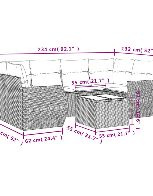 Încărcați imaginea în vizualizatorul Galerie, Set canapele de grădină, 7 piese, cu perne, bej, poliratan
