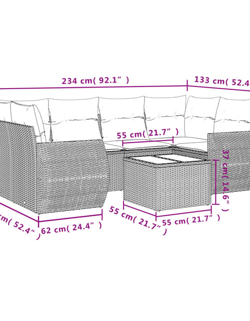 Загрузите изображение в средство просмотра галереи, Set canapele de grădină cu perne, 7 piese, maro, poliratan
