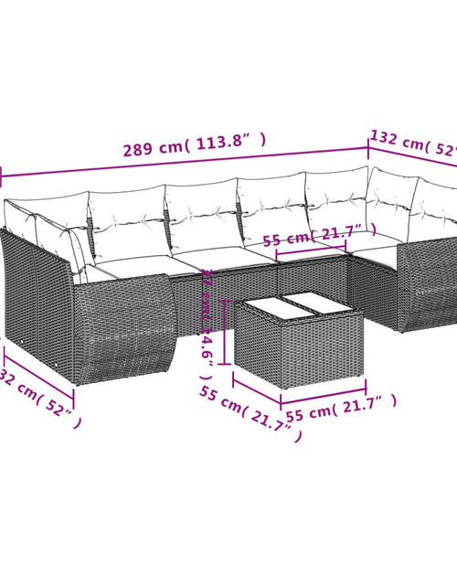 Încărcați imaginea în vizualizatorul Galerie, Set mobilier de grădină cu perne, 8 piese, negru, poliratan
