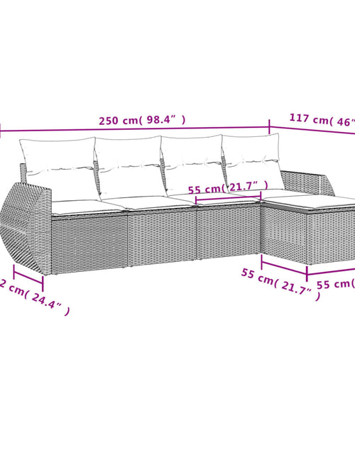 Загрузите изображение в средство просмотра галереи, Set canapele de grădină cu perne, 5 piese, bej, poliratan
