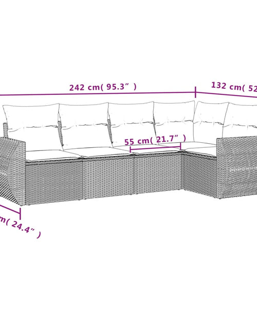 Încărcați imaginea în vizualizatorul Galerie, Set canapele de grădină cu perne, 5 piese, bej, poliratan

