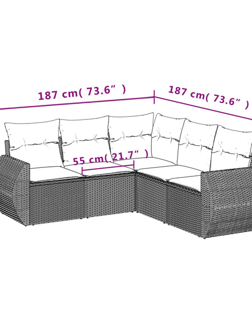 Încărcați imaginea în vizualizatorul Galerie, Set canapele de grădină cu perne, 5 piese, bej, poliratan
