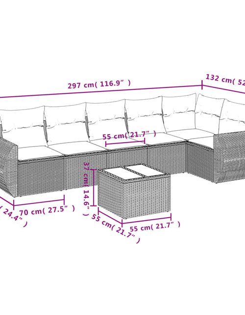 Încărcați imaginea în vizualizatorul Galerie, Set canapele de grădină, 7 piese, cu perne, bej, poliratan
