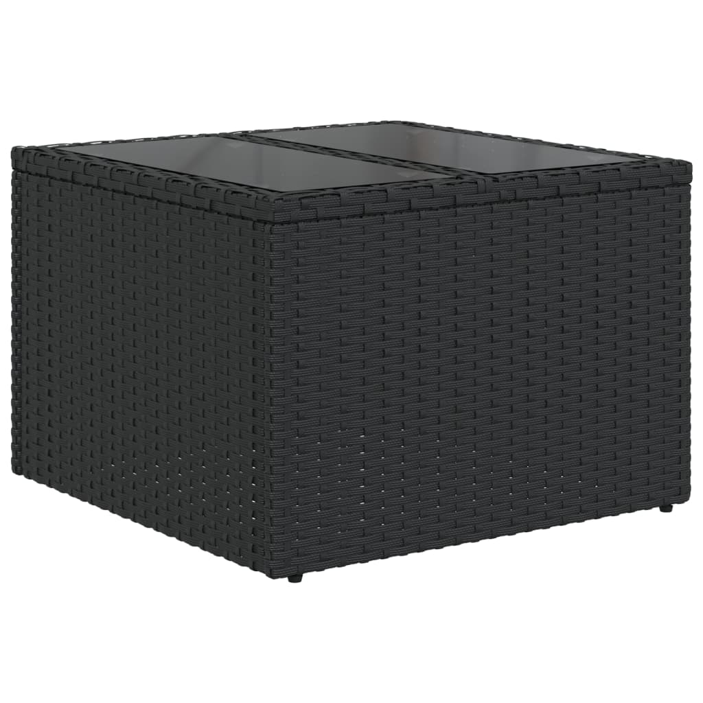 Set mobilier de grădină cu perne, 9 piese, negru, poliratan