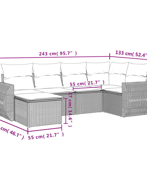 Загрузите изображение в средство просмотра галереи, Set canapele de grădină cu perne, 6 piese, maro, poliratan
