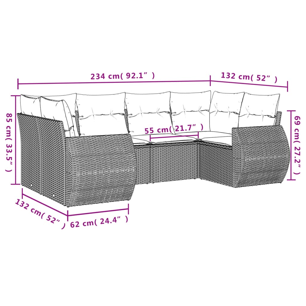 Set canapele de grădină cu perne, 6 piese gri deschis poliratan