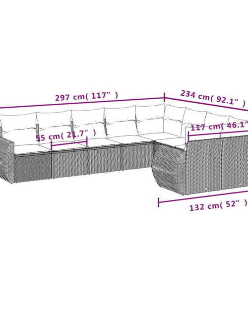 Загрузите изображение в средство просмотра галереи, Set mobilier de grădină cu perne, 9 piese, negru, poliratan
