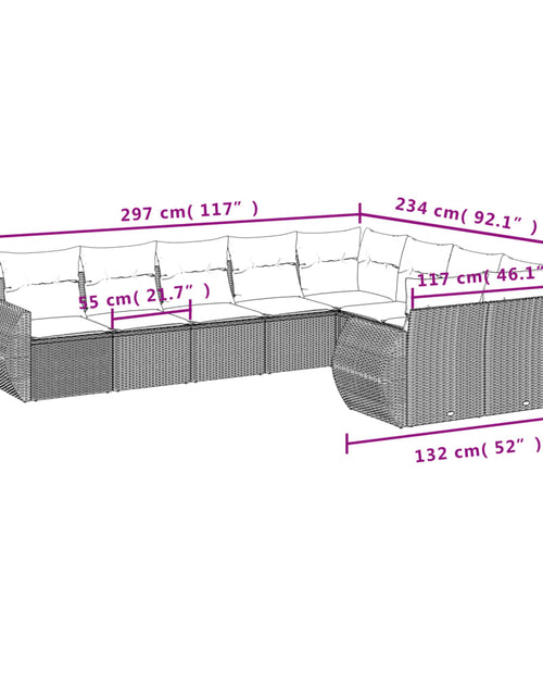 Încărcați imaginea în vizualizatorul Galerie, Set mobilier de grădină cu perne, 9 piese, negru, poliratan
