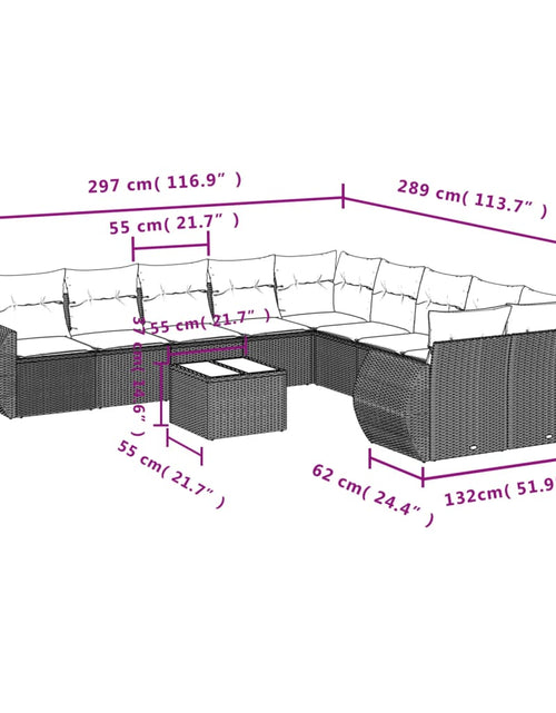 Загрузите изображение в средство просмотра галереи, Set canapele de grădină cu perne, 11 piese, maro, poliratan
