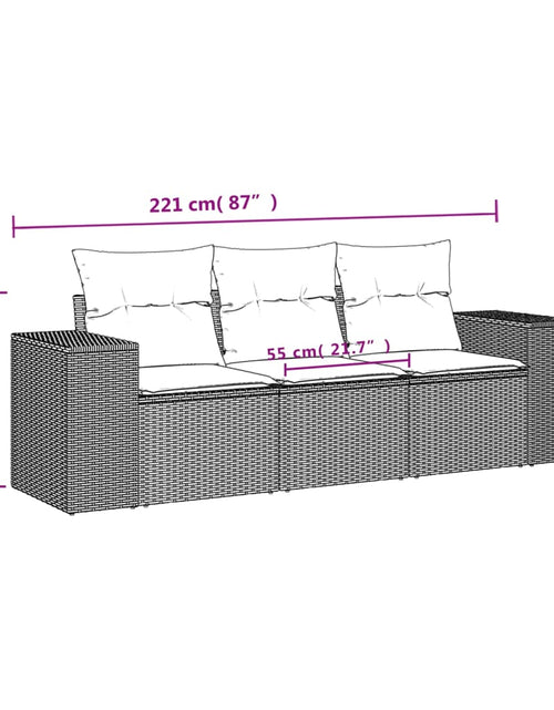 Загрузите изображение в средство просмотра галереи, Set mobilier de grădină cu perne, 3 piese, negru, poliratan
