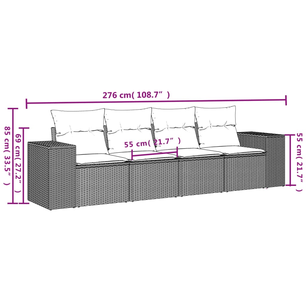 Set canapele de grădină, 4 piese, cu perne, bej, poliratan