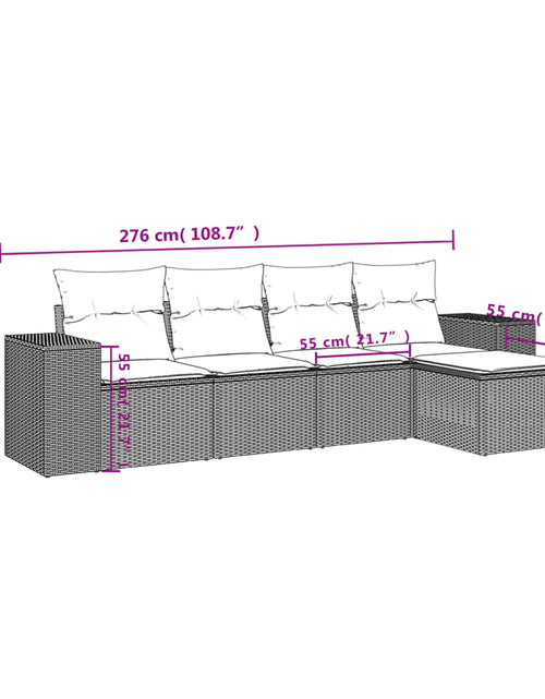 Încărcați imaginea în vizualizatorul Galerie, Set canapele de grădină cu perne, 5 piese, bej, poliratan
