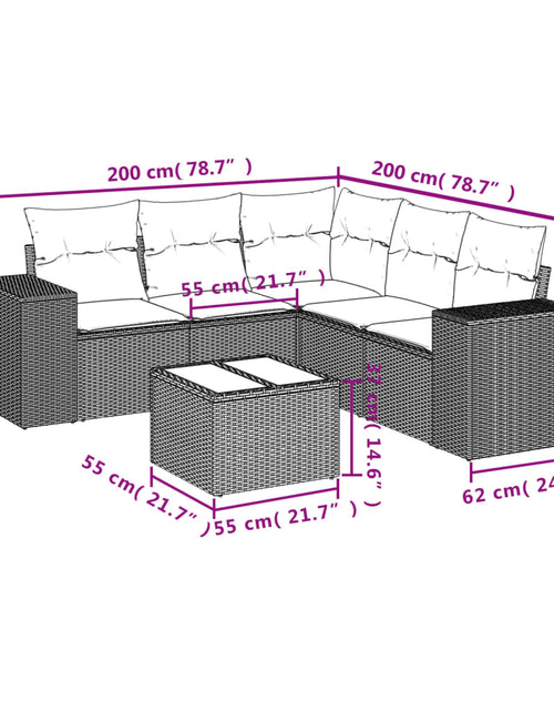 Încărcați imaginea în vizualizatorul Galerie, Set mobilier de grădină cu perne, 6 piese, negru, poliratan
