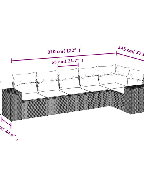 Загрузите изображение в средство просмотра галереи, Set canapele de grădină cu perne, 6 piese, maro, poliratan
