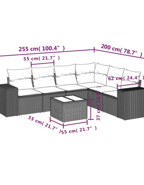 Загрузите изображение в средство просмотра галереи, Set canapele de grădină, 7 piese, cu perne, bej, poliratan
