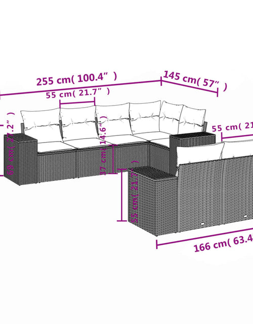 Încărcați imaginea în vizualizatorul Galerie, Set canapele de grădină cu perne, 7 piese, maro, poliratan
