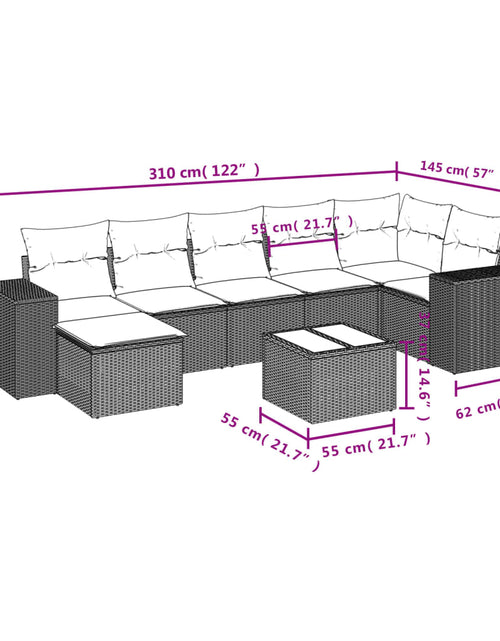 Загрузите изображение в средство просмотра галереи, Set canapele de grădină, 8 piese, cu perne, bej, poliratan
