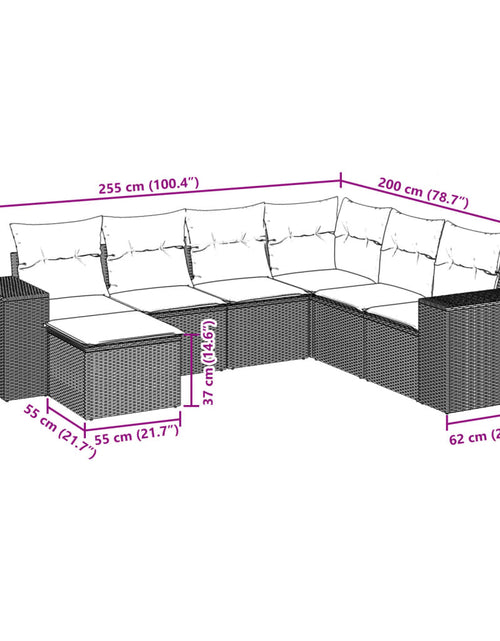 Загрузите изображение в средство просмотра галереи, Set canapele de grădină cu perne, 7 piese, maro, poliratan
