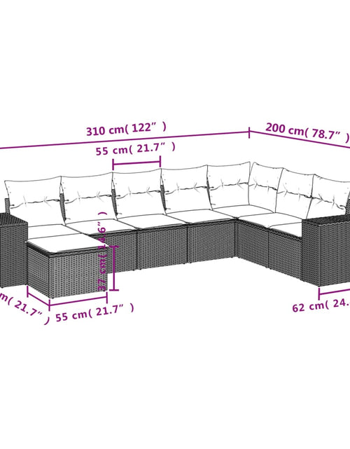 Загрузите изображение в средство просмотра галереи, Set canapele de grădină cu perne, 8 piese, maro, poliratan
