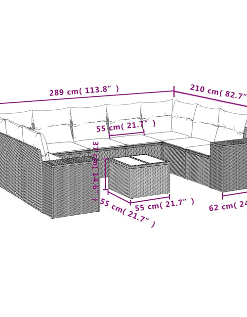 Загрузите изображение в средство просмотра галереи, Set mobilier de grădină cu perne, 10 piese, gri, poliratan
